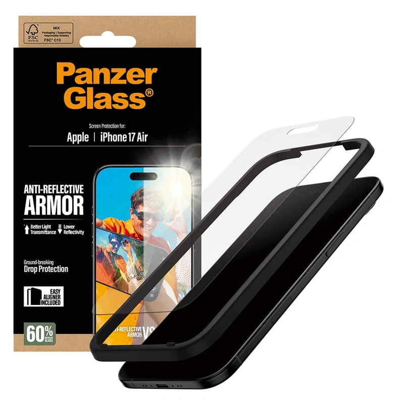 Panzerglass iPhone Air anti-reflective armor stikliukas, skaidri, 3 nuotrauka